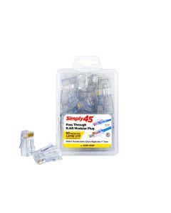 Simply45 S45-1501 – Cat5e Unshielded – Pass-Through RJ45 – 50pc Clamshell 